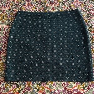 Leota Teal, Black and White Patterned Mini Skirt